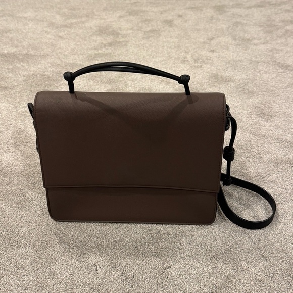 Von Holzhausen Handbags - Von Holzhausen “The Handheld” Satchel Chocolate Brown and Black Trim